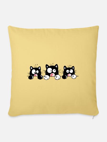 Neugierige Katzen - Sofakissenbezug 45 x 45 cm - Hellgelb