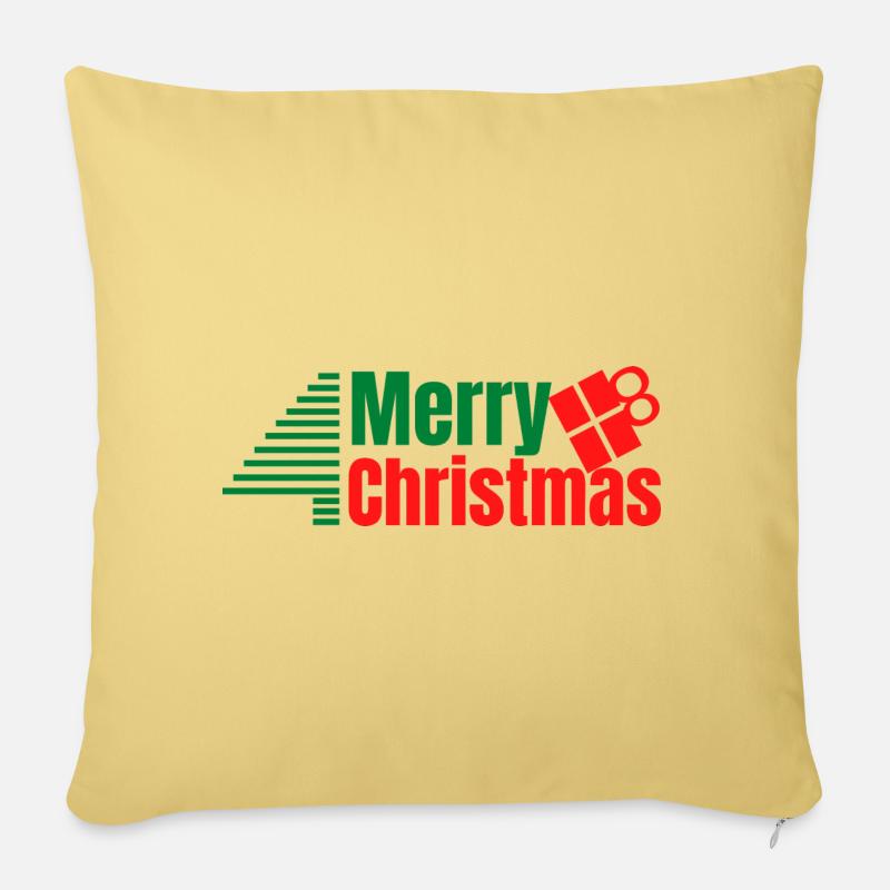 Merry Christmas - Housse de coussin décorative 45 x 45 cm - jaune délavé