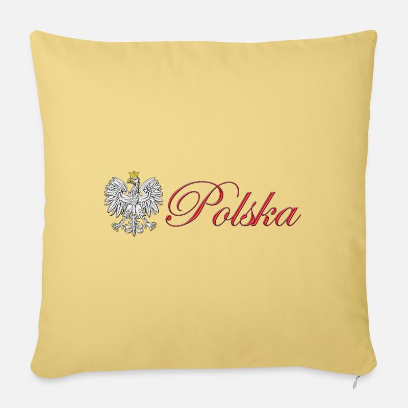 Polska - Pologne - Housse de coussin décorative 45 x 45 cm - jaune délavé