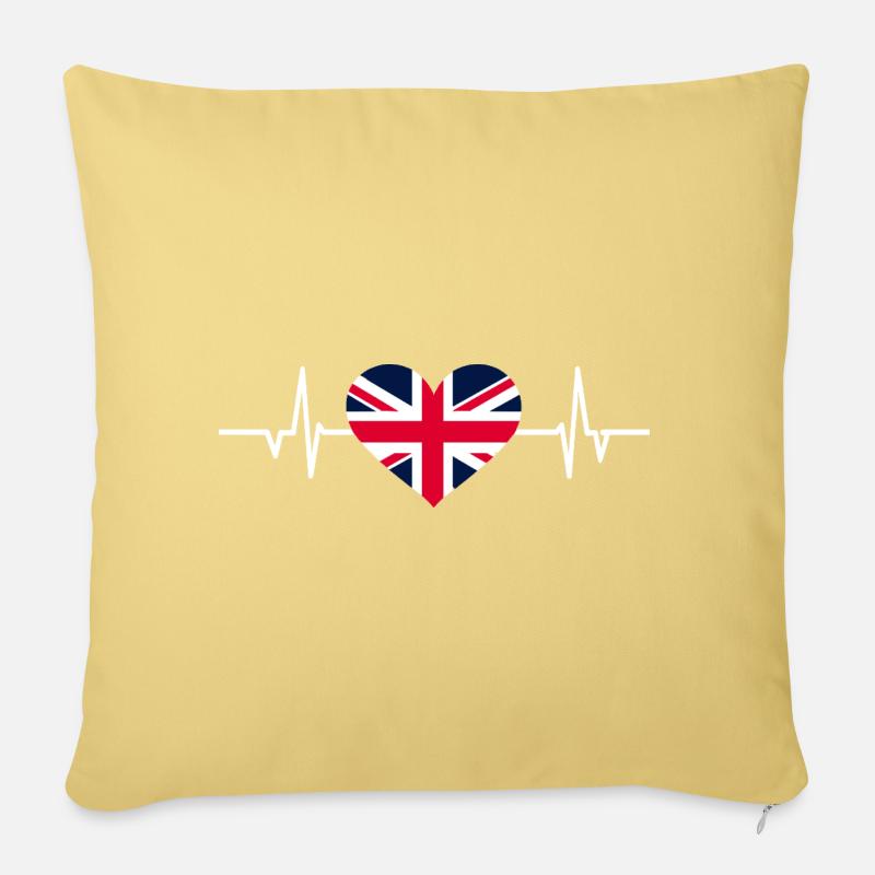 Union Jack Herzschlag - Sofakissenbezug 45 x 45 cm - Hellgelb