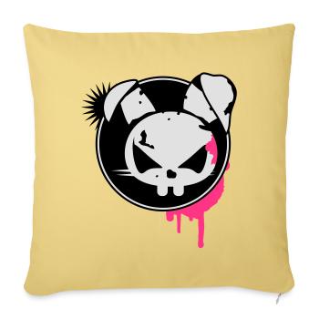 A grunge sticker with a rabbit head - Sofa pillowcase 17,3'' x 17,3'' (45 x 45 cm) - washed yellow - Front