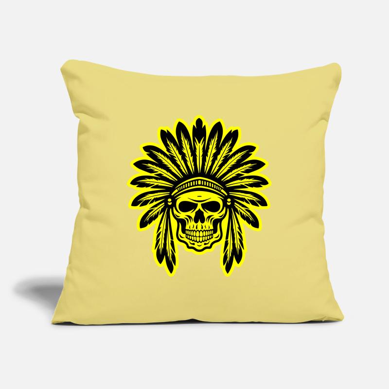 Crâne de chef indien apache Housse de coussin décorative 45 x 45 cm
