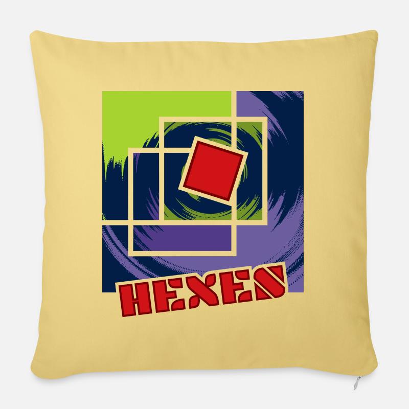Carrés rebelles abstraits - Housse de coussin décorative 45 x 45 cm - jaune délavé