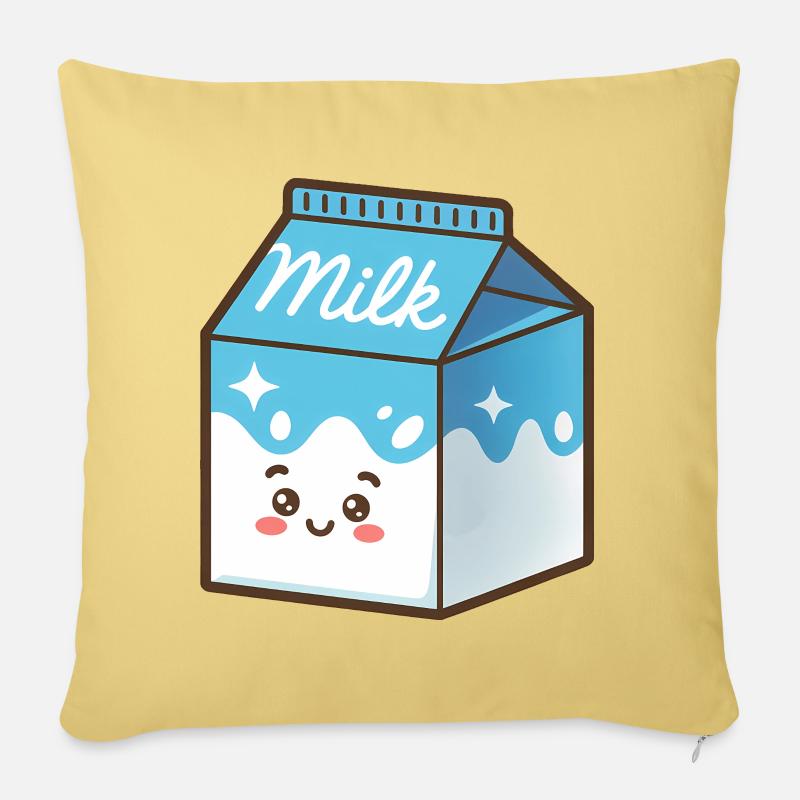 Kawaii Milch Karton - Sofakissenbezug 45 x 45 cm - Hellgelb