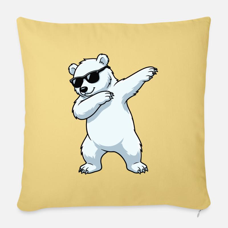 Dab Eisbär Cartoon - Sofakissenbezug 45 x 45 cm - Hellgelb