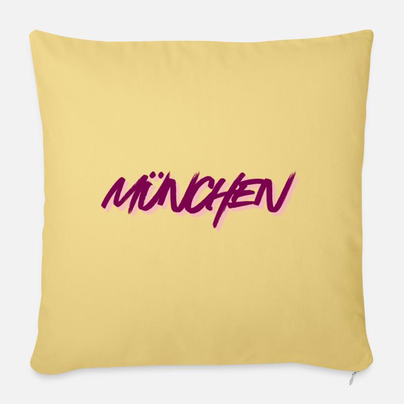 Munich Graffiti Font Pink - Sofa pillowcase 17,3'' x 17,3'' (45 x 45 cm) - washed yellow