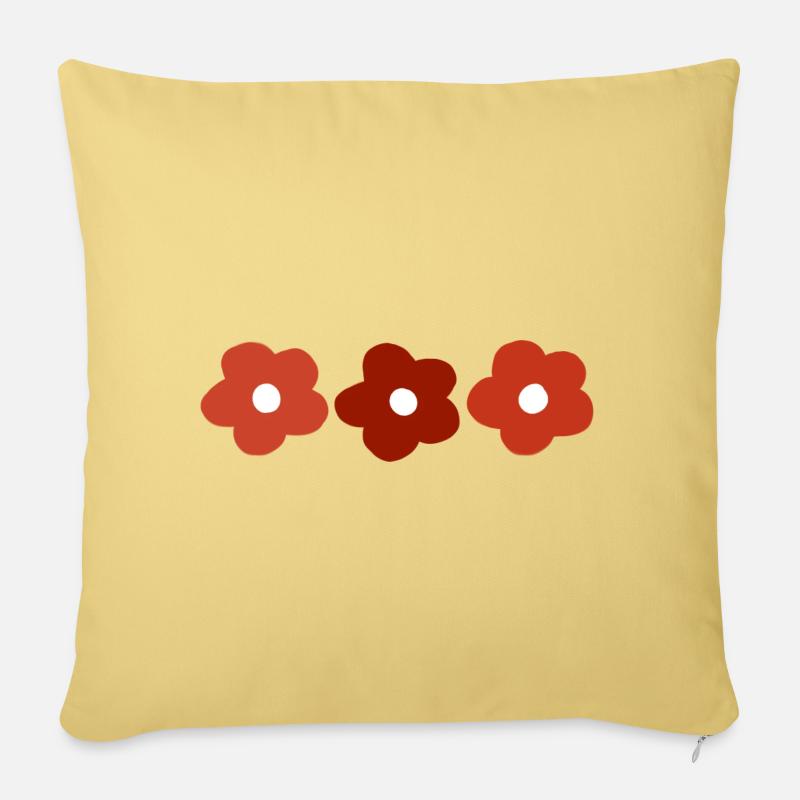 Fleurs rétro. - Housse de coussin décorative 45 x 45 cm - jaune délavé