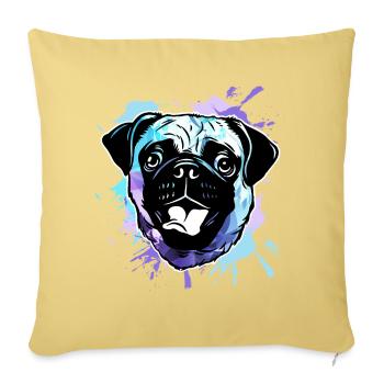 Pug Dog - Sofa pillowcase 17,3'' x 17,3'' (45 x 45 cm) - washed yellow - Front