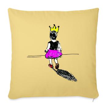 Little girl walks with a crown - Sofa pillowcase 17,3'' x 17,3'' (45 x 45 cm) - washed yellow - Front