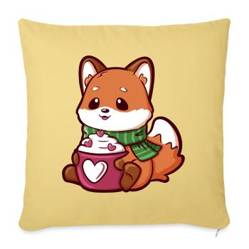 Cuddly Fox with Hearts Mug and Scarf - Sofa pillowcase 17,3'' x 17,3'' (45 x 45 cm) - washed yellow - Front