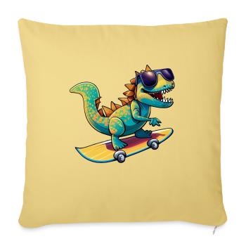Dino Dinosaur on skateboard with sunglasses - Sofa pillowcase 17,3'' x 17,3'' (45 x 45 cm) - washed yellow - Front