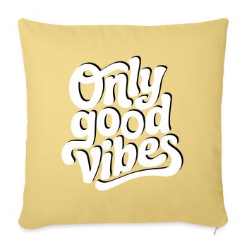 Conception de lettrage à la main Positive Vibes - Housse de coussin décorative 45 x 45 cm - jaune délavé - Devant