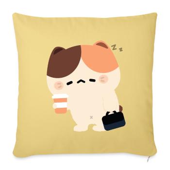 Tired Tortiie Cat - Sofa pillowcase 17,3'' x 17,3'' (45 x 45 cm) - washed yellow - Front