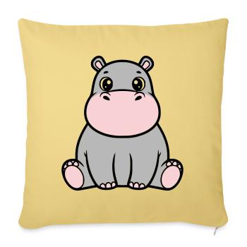 Süßes Baby Nilpferd Sitzend Kawaii - Sofakissenbezug 45 x 45 cm - Hellgelb - Vorne
