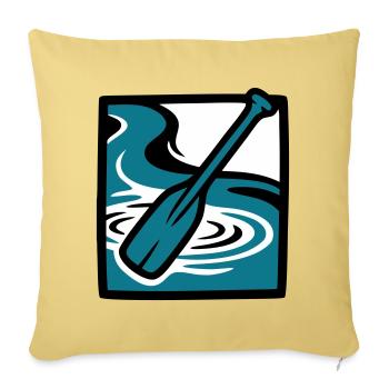 Icône de l’eau de la rivière Paddle - Housse de coussin décorative 45 x 45 cm - jaune délavé - Devant