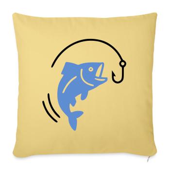 Pêche au poisson sur hameçon logo - Housse de coussin décorative 45 x 45 cm - jaune délavé - Devant