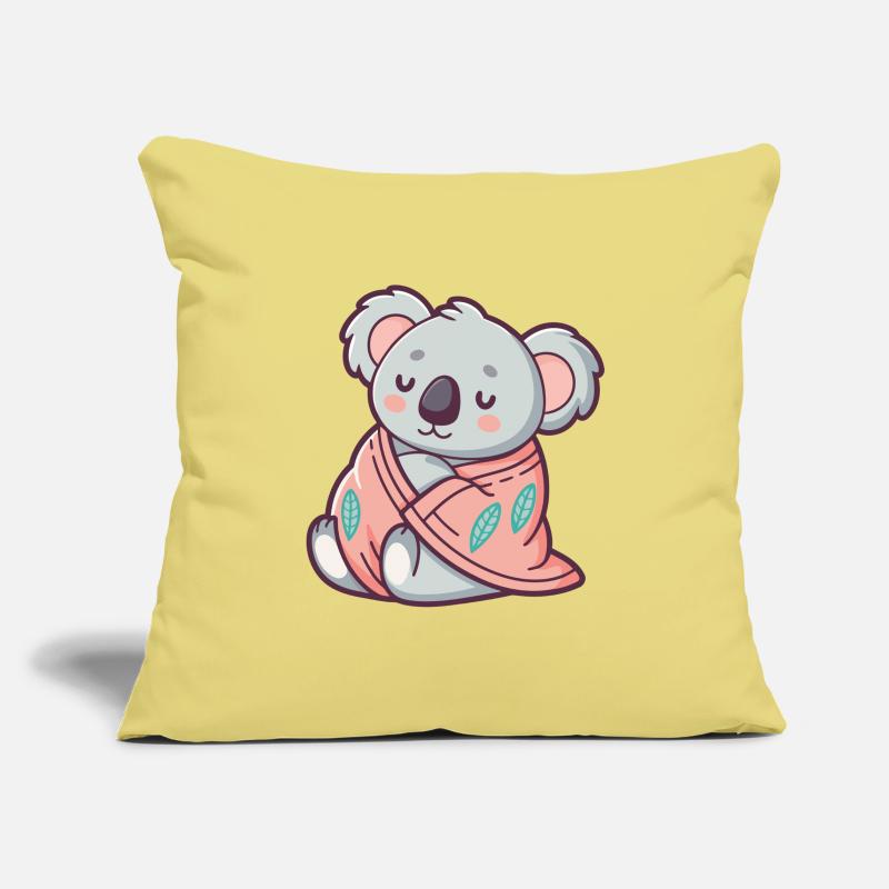 Kuscheliger Koala, eingehüllt in eine rosa Decke, eingewickelt Sofakissenbezug 45 x 45 cm