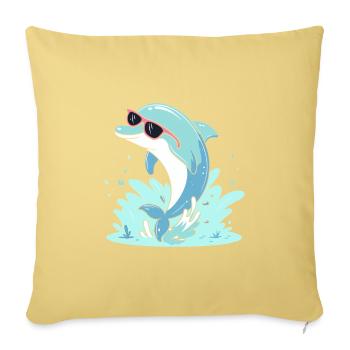 Delfin-Sommer-Pinkbrille - Sofakissenbezug 45 x 45 cm - Hellgelb - Vorne
