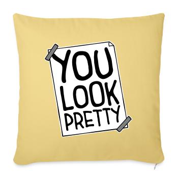 Tu as l’air assez drôle, complément Logo de l’amour de soi - Housse de coussin décorative 45 x 45 cm - jaune délavé - Devant