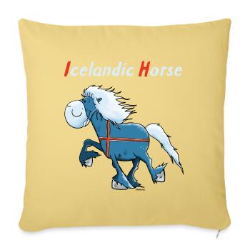 Icelandic horse on tour - Sofa pillowcase 17,3'' x 17,3'' (45 x 45 cm) - washed yellow - Front
