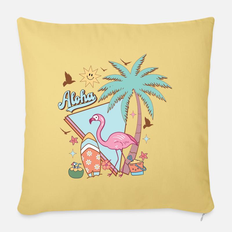 Aloha Été - Housse de coussin décorative 45 x 45 cm - jaune délavé