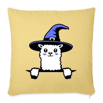 Llama Wizard Cute Look Magical Witch Hat Cute - Sofa pillowcase 17,3'' x 17,3'' (45 x 45 cm) - washed yellow - Front