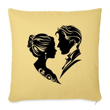 Silhouette de mariage de couple marié - Housse de coussin décorative 45 x 45 cm - jaune délavé - Devant