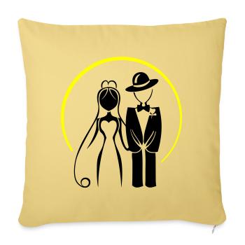 Jeunes Mariés, Couple Marié, Mariage - Housse de coussin décorative 45 x 45 cm - jaune délavé - Devant
