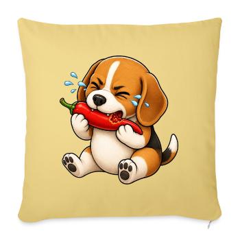 Beagle Chili Scharf Lustiger Cartoon - Sofakissenbezug 45 x 45 cm - Hellgelb - Vorne
