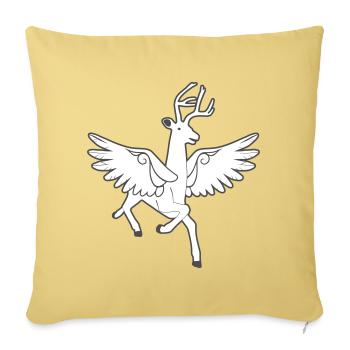 Cerf ailé – noble forêt héraldique animale - Housse de coussin décorative 45 x 45 cm - jaune délavé - Devant