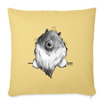Funny Wolfsspitz I Comic Dog Gift - Sofa pillowcase 17,3'' x 17,3'' (45 x 45 cm) - washed yellow - Front