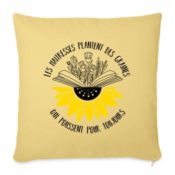 Les maîtresses plantent des graines cadeau - Housse de coussin décorative 45 x 45 cm - jaune délavé - Devant