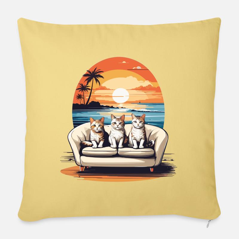 Katzen am Meer - Sofakissenbezug 45 x 45 cm - Hellgelb