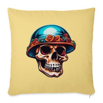 Skull with mushroom hat - Sofa pillowcase 17,3'' x 17,3'' (45 x 45 cm) - washed yellow - Front