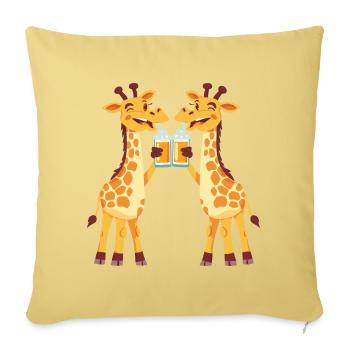 Giraffe Comic Tier Bier Lustig Saufen - Sofakissenbezug 45 x 45 cm - Hellgelb - Vorne