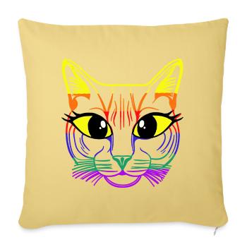LGBT Cat Face Cat Gay Pride Rainbow Gay - Sofa pillowcase 17,3'' x 17,3'' (45 x 45 cm) - washed yellow - Front