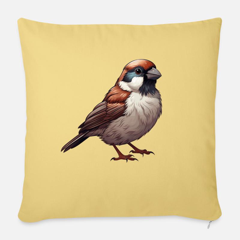 kleiner Spatz - Sofakissenbezug 45 x 45 cm - Hellgelb