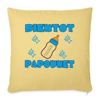 BIENTOT PAPOUNET - Housse de coussin décorative 45 x 45 cm - jaune délavé - Devant