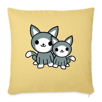 2 chats amis équipe équipage deux chatons de compagnie - Housse de coussin décorative 45 x 45 cm - jaune délavé - Devant