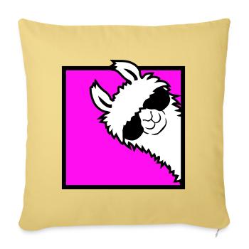 Lama Cool Peeks Around Corner Side Sunglasses Alpaca - Sofa pillowcase 17,3'' x 17,3'' (45 x 45 cm) - washed yellow - Front