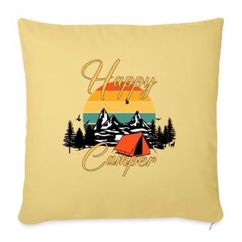 Tente de camping-car heureuse Sunset Mountains Forest - Housse de coussin décorative 45 x 45 cm - jaune délavé - Devant