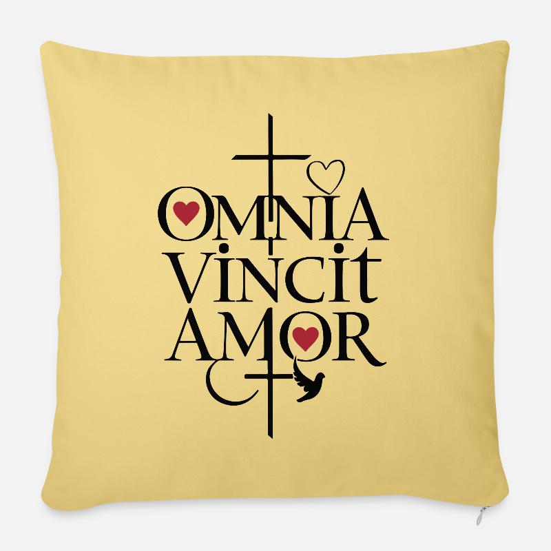Omnia Vincit Amor Liebe erobert alles Lateinisches Zitat - Sofakissenbezug 45 x 45 cm - Hellgelb