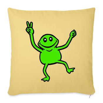 grenouille paix signe de la main symbole victoire mains mignon - Housse de coussin décorative 45 x 45 cm - jaune délavé - Devant