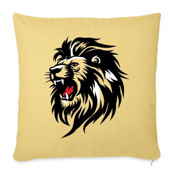 Rowing Lion Silhouette with Red Tongue - Sofa pillowcase 17,3'' x 17,3'' (45 x 45 cm) - washed yellow - Front
