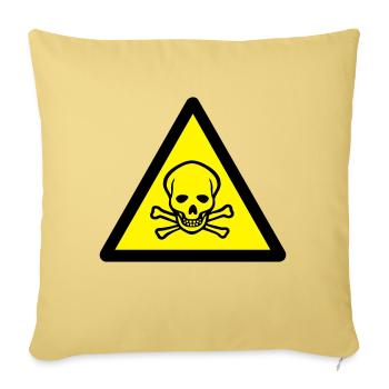 sign_2c_warning_skull - Sofa pillowcase 17,3'' x 17,3'' (45 x 45 cm) - washed yellow - Front