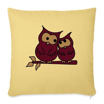 hiboux d'amour - Housse de coussin décorative 45 x 45 cm - jaune délavé - Devant