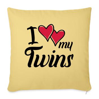 i love my twins hearts - Sofakissenbezug 45 x 45 cm - Hellgelb - Vorne