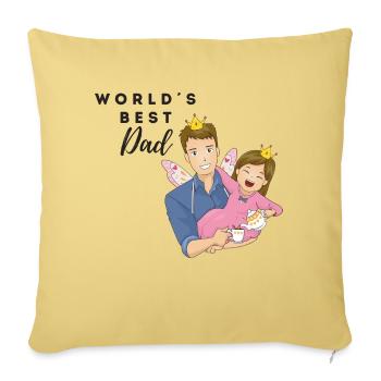 world 2000 papa/meilleur papa/le meilleur papa/fête des pères - Housse de coussin décorative 45 x 45 cm - jaune délavé - Devant