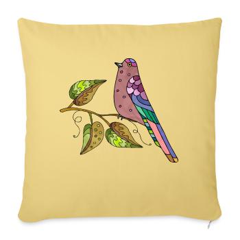 Oiseau - Housse de coussin décorative 45 x 45 cm - jaune délavé - Devant
