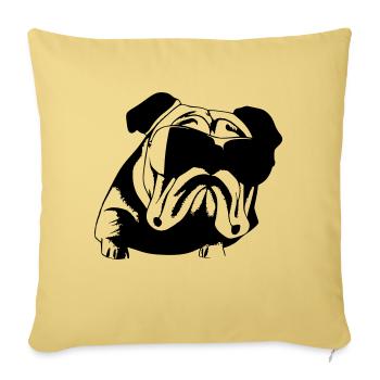 Chiens bouledogues avec lunettes de soleil vecteur cool - Housse de coussin décorative 45 x 45 cm - jaune délavé - Devant